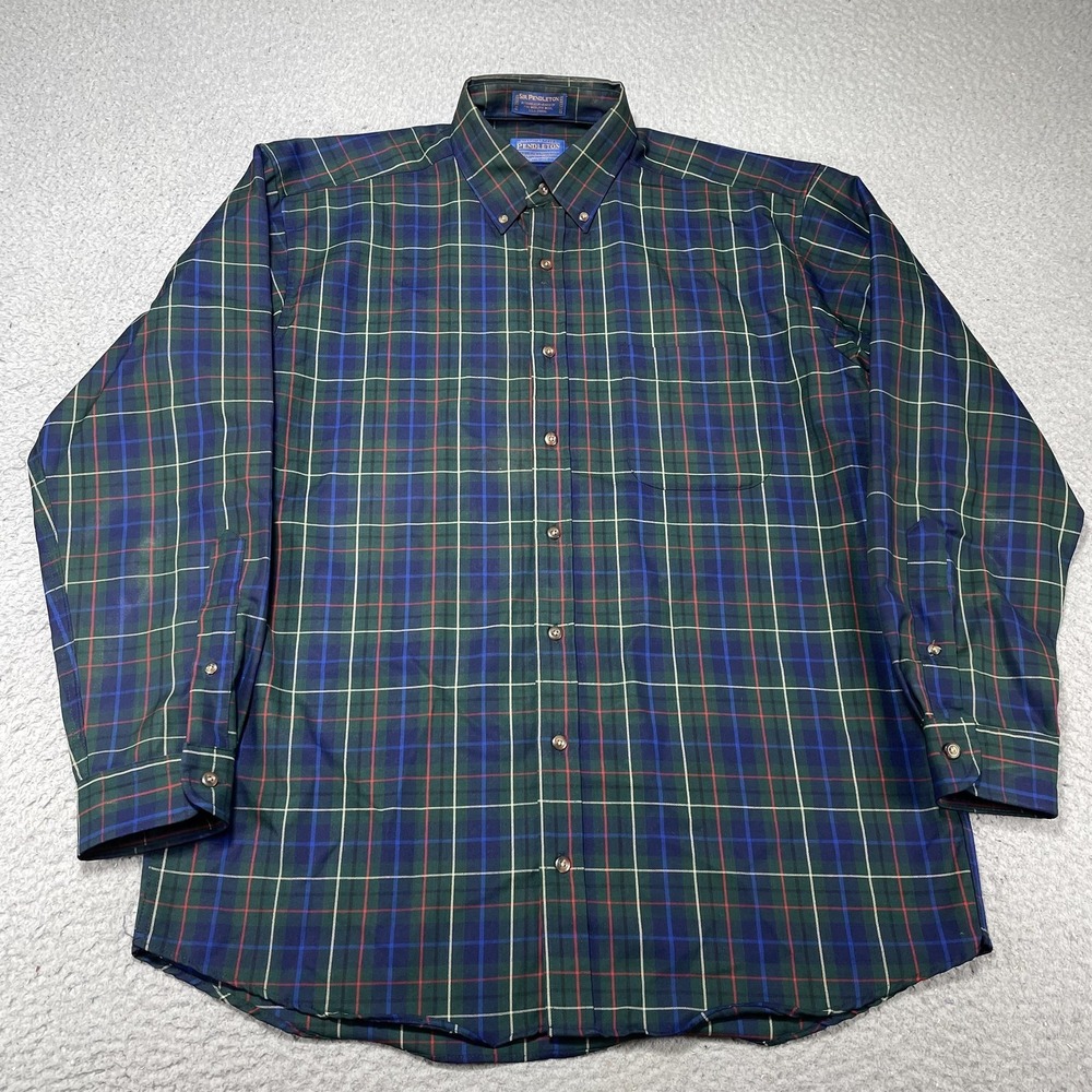 Pendleton Green and Blue Plaid Button-Down Shirt